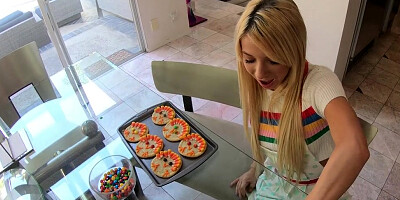 Kenzie Reeves gives a whipped cream blowjob and gets creampied on Thanksgiving