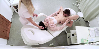 Doctor enjoys nurse & patient sucking & fucking his cock in a 3some