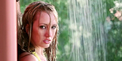 Soaking wet solo masturbation under the outdoors shower with Brett Rossi