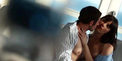 Dana Dearmond does bj & handjob & fucks with her bf on the couch