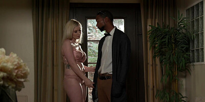 Emily Right takes big black cock in her shaved pussy