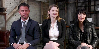 Agent fucks colleague and hacker in threesome bondage