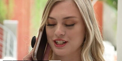 Frolic blond teenie, Amber Moore is bellowing while railing a good-sized, black lollipop like a real professional