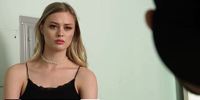 Frolic blond teenie, Amber Moore is bellowing while railing a good-sized, black lollipop like a real professional