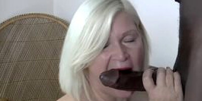 GILF pummels dark-hued ebony man sausage stud and squeals until facial cumshot