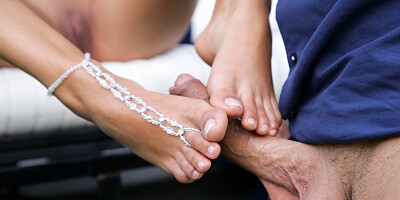 Brown-haired footsie Baby Nicols gets pleasantly fucked outdoors