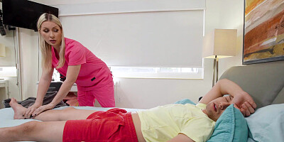 Sydney Paige using a toy and her fingers on Johnny Love