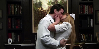 Nurse does everything possible to please the doctor in his office