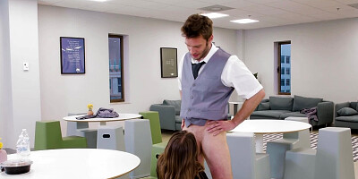 Two slutty secretaries are getting fucked in the office