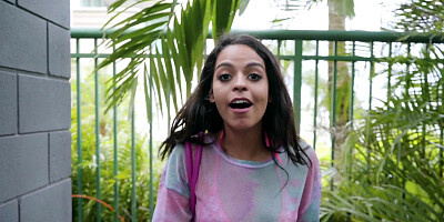 Shy teen shows her perky tits and gets paid to suck a dick