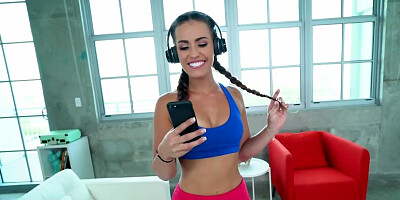 Flexible girl Kelsi Monroe is licked by fitness instructor