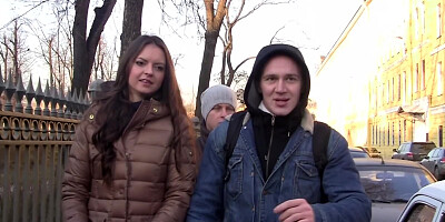 Young woman strips because guys give her money to feel her up