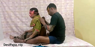 Indian black-haired is dressed in a mask while getting pounded in front of a covert camera