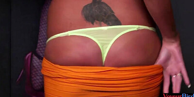 CFNM lingerie dominas seducing wanker in amateur duo