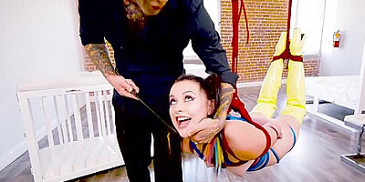 Kinky chick, Danni Rivers got tied up and throatfucked, because it makes her pussy soaking wet
