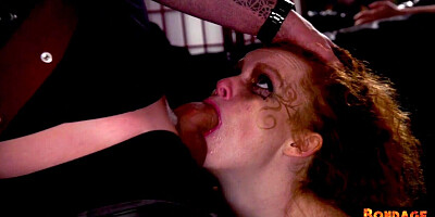 BDSM ebony public assfucked in wax play group session