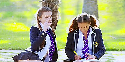 Two Gorgeous Girls Share Big Dick Threesome