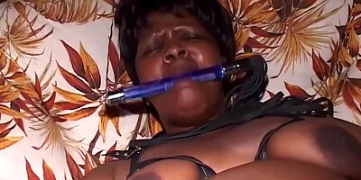 African female got strapped up and tormented last night and she loved it a plenty of