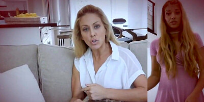 Fetching blond honey is frolicking with her knockers while waiting to get jism on face