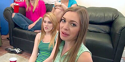 A dirty brunette college slut takes on two hard cocks in a dorm room