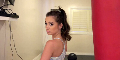 Gia Paige's workout ends in first anal with cum on her ass cheeks