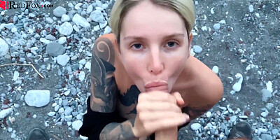 Schoolgirl Inhale Fellatio Massive Spunk-Pump near the River - Facial Cumshot Popshot