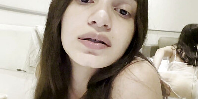 Brazilian Alice Lima gives a blowjob and rides a dildo at the motel while recording for her fans