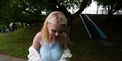 Carrie Sage gets picked up outdoors