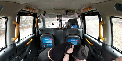 Salami luving brown-haired is providing a voluptuous fellatio to a stranger, in the back of a cab
