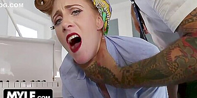 Ginger Babbii - Big Titted Pin Up Milf Gets Dominated By Tattooed Stud