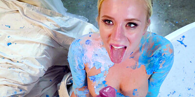 Bailey Brooke gets her bare body painted & fucked & spunked by an artist