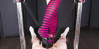 Femdom Handjob Torture Tied Up Balls &amp,amp, Ballbusting With Footjob Era