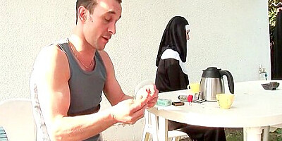 Papy In Young French Nun Fucked Hard In Threesome With 36 Min