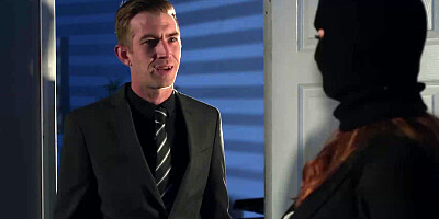 Spy Zara DuRose fucked at work in tight high stockings & a mask