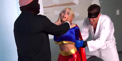 Superheroine got caught by guys who just want to have some joy with her enormous funbags