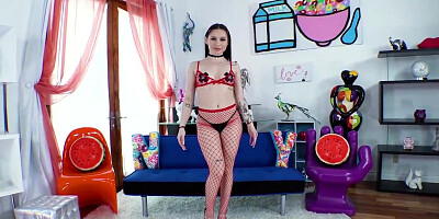 Megan Hughes is a whorish brown-haired in fishnets who can't wait to get drilled rigid