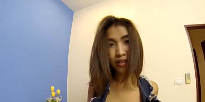 Huge-Titted, Thai woman with a phat, chubby caboose is juggling up and down while pummeling a stranger
