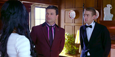 Mistress Patty Michova offers her wet holes to her butler with a monster dick