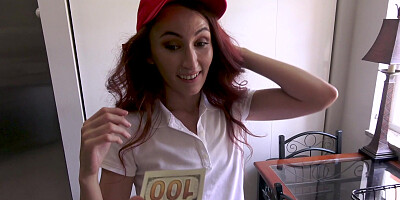 Cute delivery girl fucks for a good tip