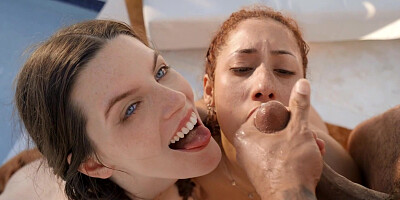 Fiona Frost and Kira Perez getting fucked by the pool