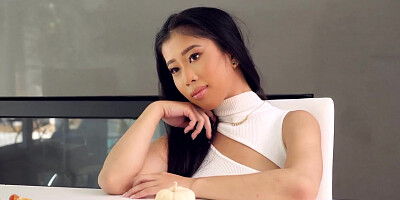 Perfect asian Jade Kush repeatedly creampied by her stepbrother during Thanksgiving dinner