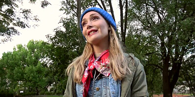 Lola Bambola gives a bj & gets fucked with panties aside outdoors in pov