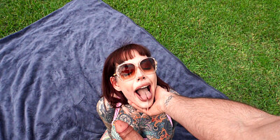 Lavishly tattooed bitch Tiger Lily gets properly fucked outdoors