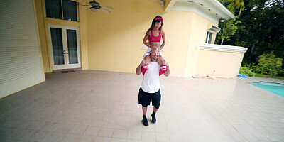 Kitty Carrera and Jmac have fun by the pool