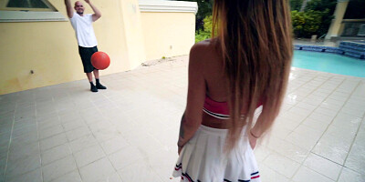 Kitty Carrera and Jmac have fun by the pool