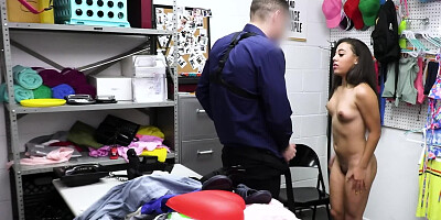 Ebony cutie sucks hard cock and gets fucked from behind