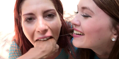 A couple of hot babes are performing in a threesome in the pool