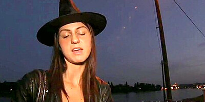 Amateur gets fucked at night in public pov