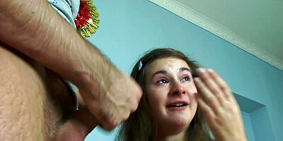 Assfucking and gagging a brunette teen amateur