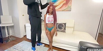 Tiny Black Beautiful Midget Has Fun